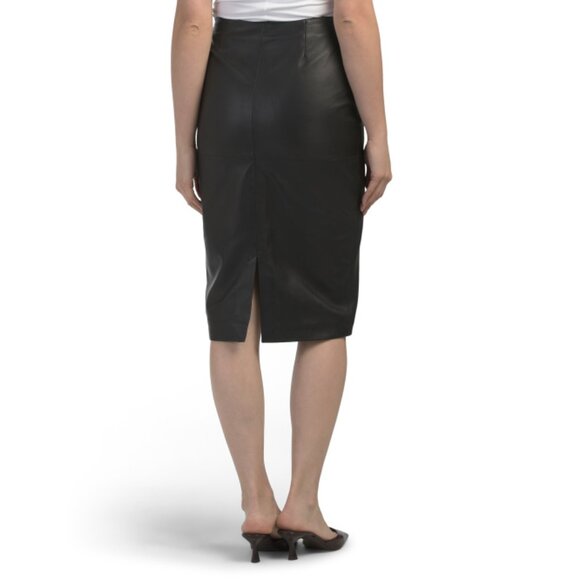 BOD & CHRISTENSEN Black Leather Skirt - Picture 2 of 2